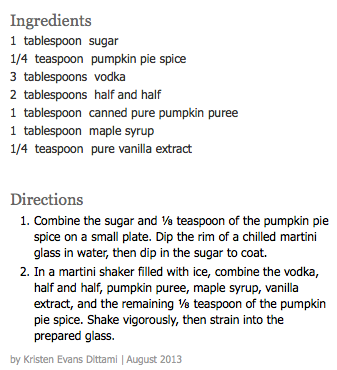 Pumpkin Martini Recipe Seven Lakes Whelan Realty